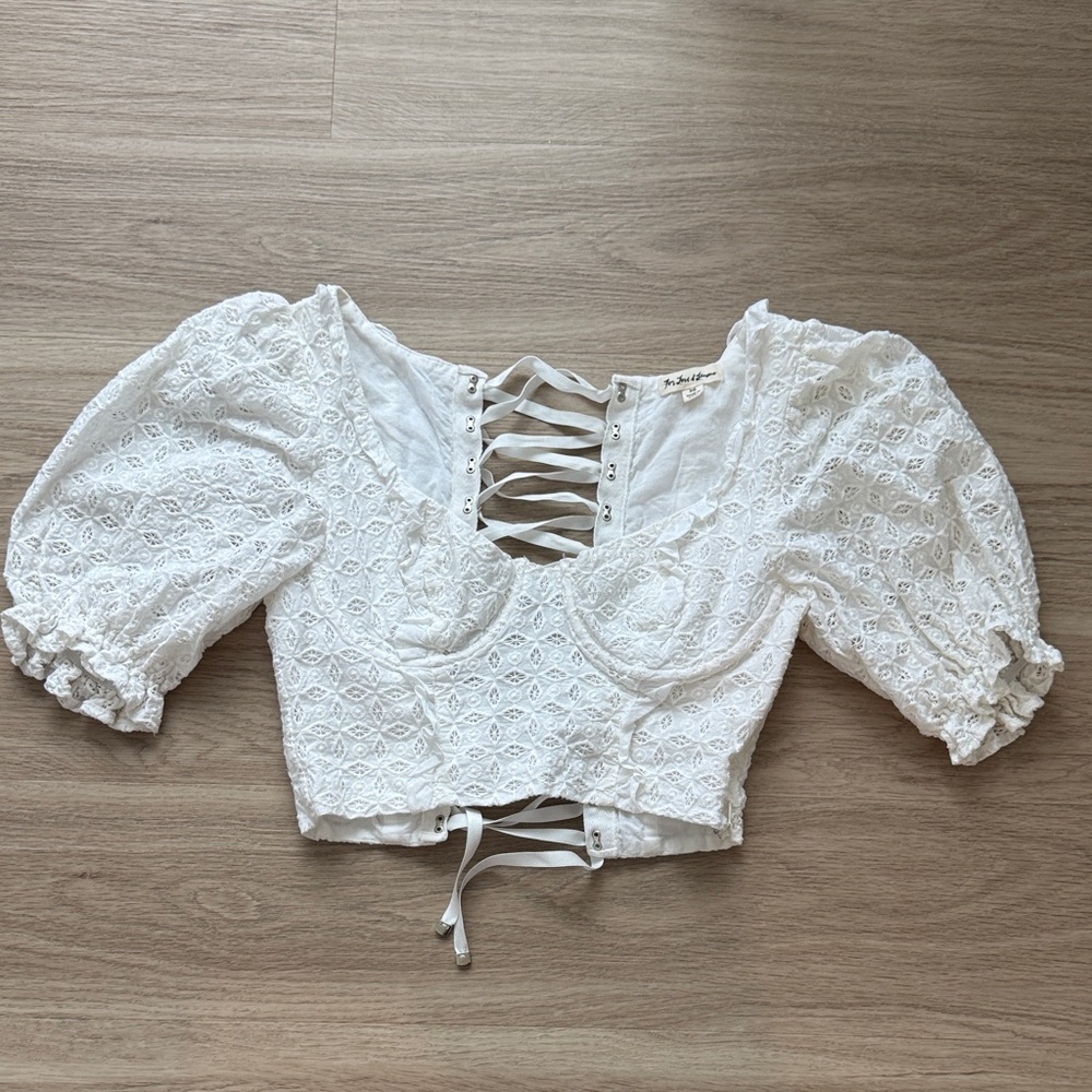 For Love & Lemons Sand Dollar Eyelet Cropped Top
